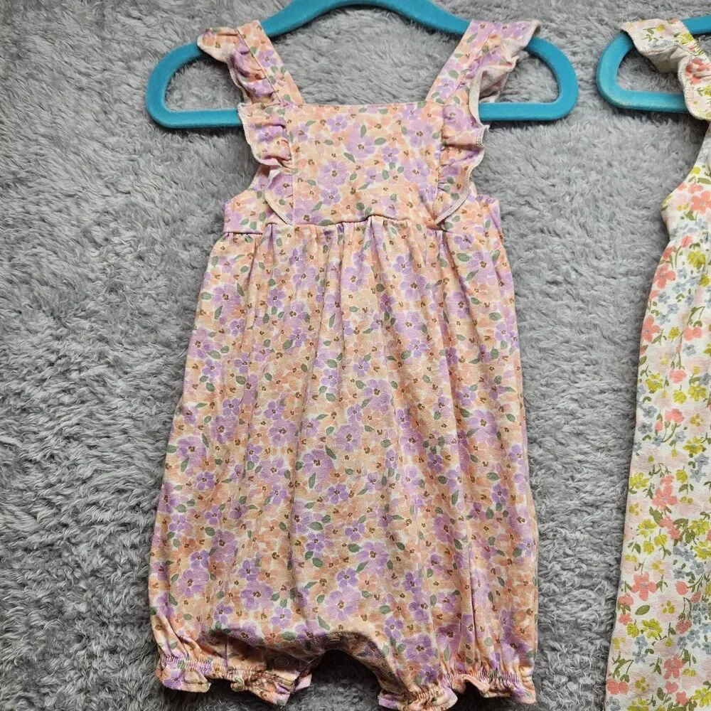 Carter's Baby Girl Floral Rompers Size 6 Months Spring Summer Ruffle Sleeveless
